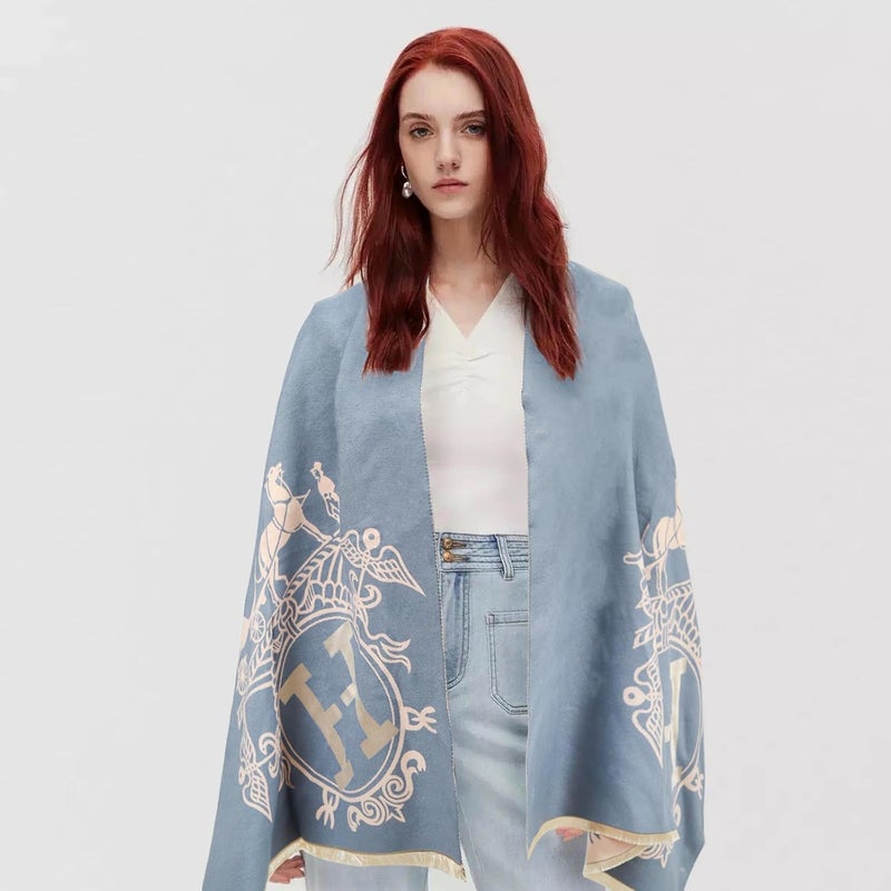 EXTREE Scarfs for Women Pashmina Silky Shawl Wrap for Evening Dressing Blanket Open Front Poncho Cape - Image 5